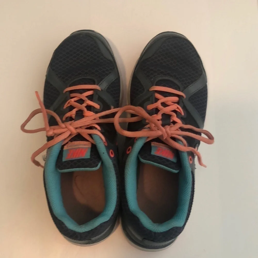 Nike Lunaforever running shoes in dark grey blue peachy colors side swoosh